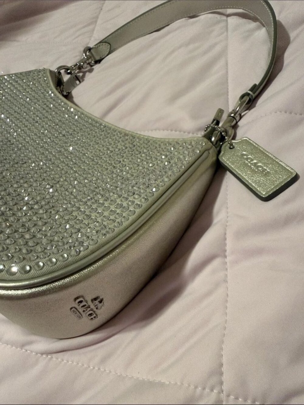 NWT Coach Teri Shoulder Bag with Crystal Rhinestones in Metallic Silver - Picture 4 of 6